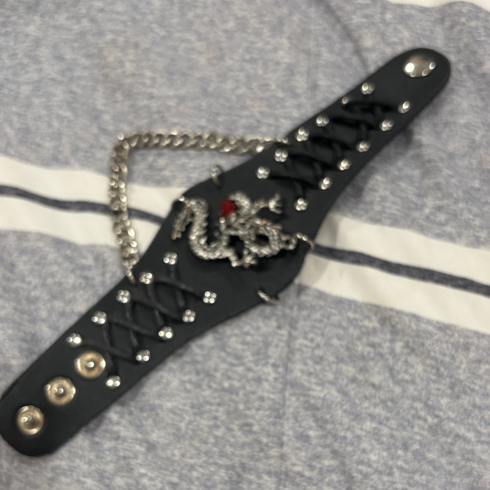 Vintage 90s Authentic
Leather Bracelet Rock...